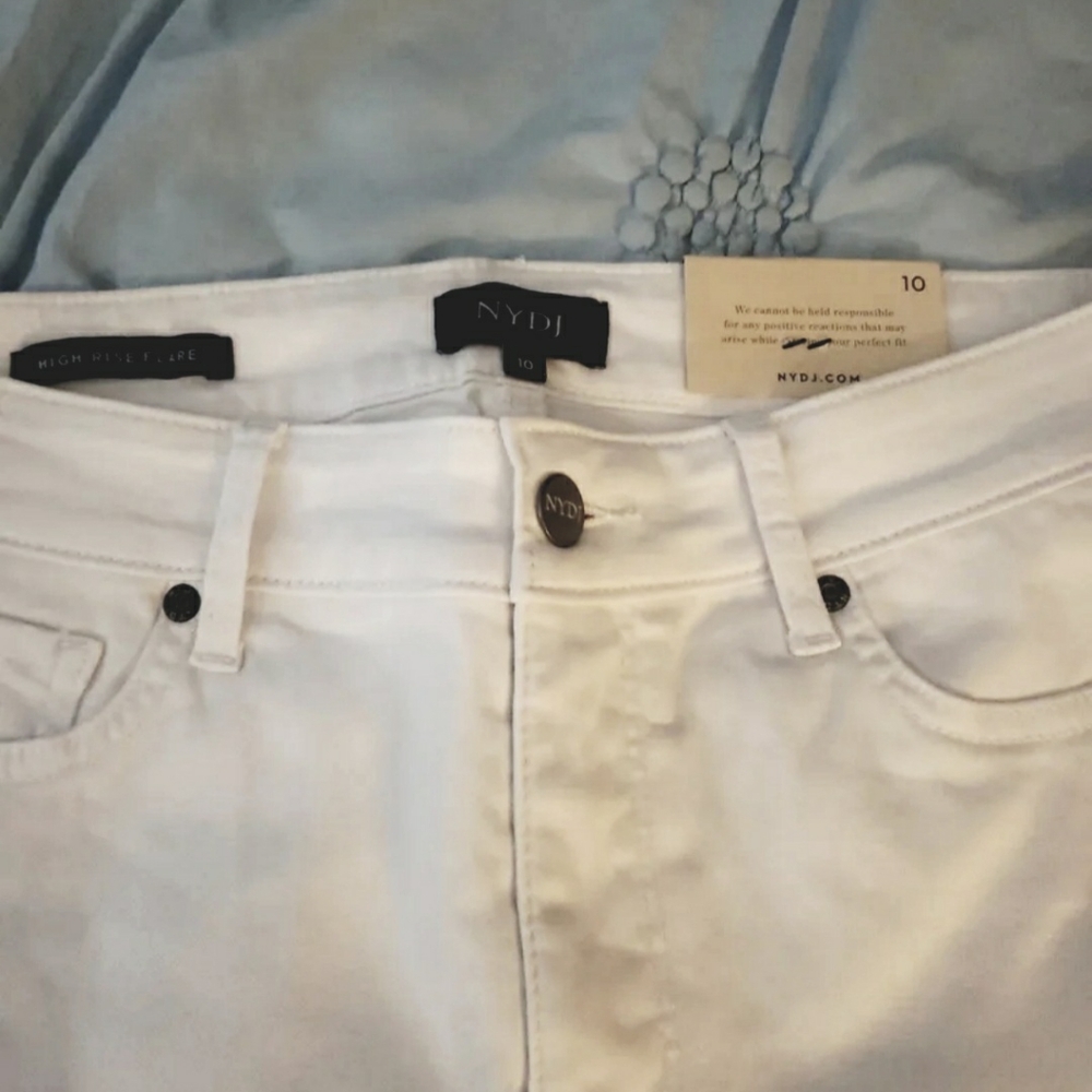NYDJ $79 Blake Slim Flare White Jeans, 10, M, NWT, High Rise - Picture 10 of 12